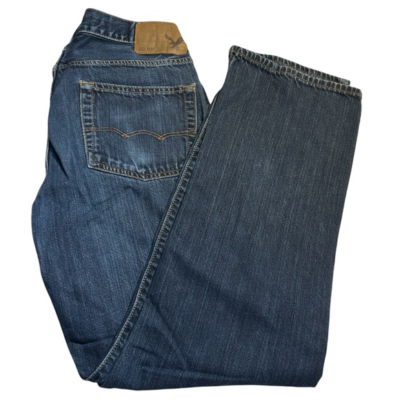 American Eagle Outfitters Jeans 32” x 32” Dark Blue Denim Relaxed 100% Cotton - Picture 2 of 10